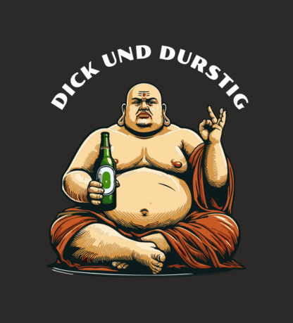 T-Shirt "Dick und durstig" (Stainless Steel) – Bild 2